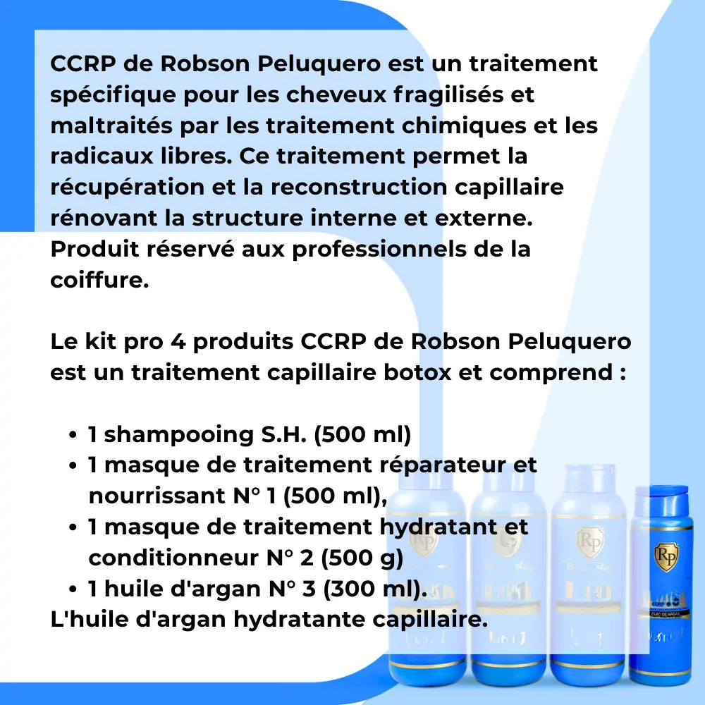 CCRP Robson Peluquero - kit 4 soins - anti-élasticité - réparation capillaire - Paris Liss