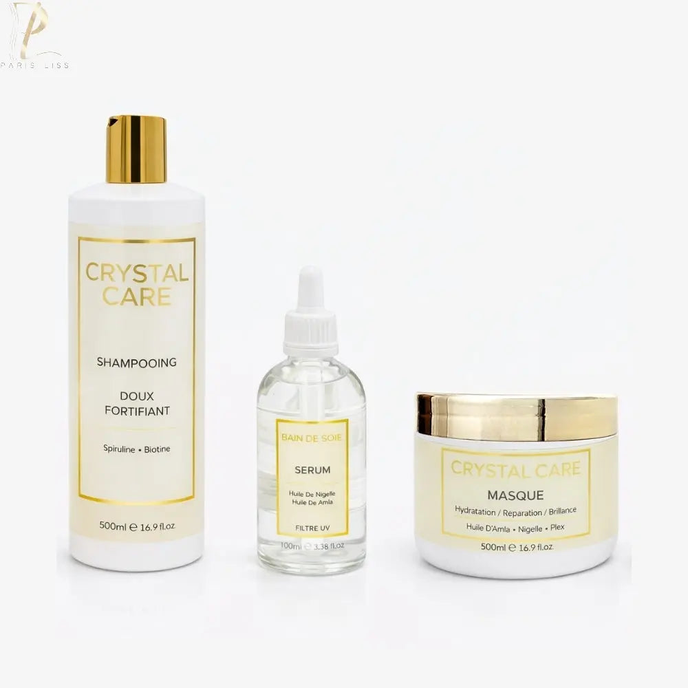 Kit entretien lissage KRYSTAL CARE - Shampoing Sans sulfates + Masque + Sérum