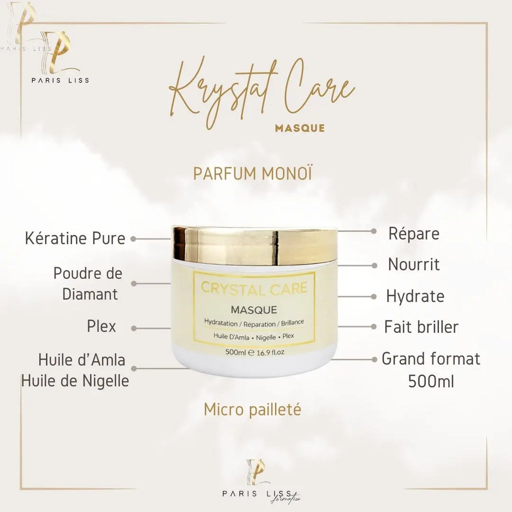 Kit entretien lissage KRYSTAL CARE - Shampoing Sans sulfates + Masque + Sérum