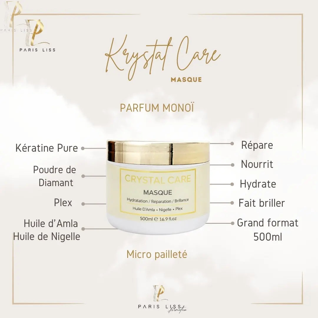 Kit entretien lissage KRYSTAL CARE - Shampoing Sans sulfates + Masque + Sérum