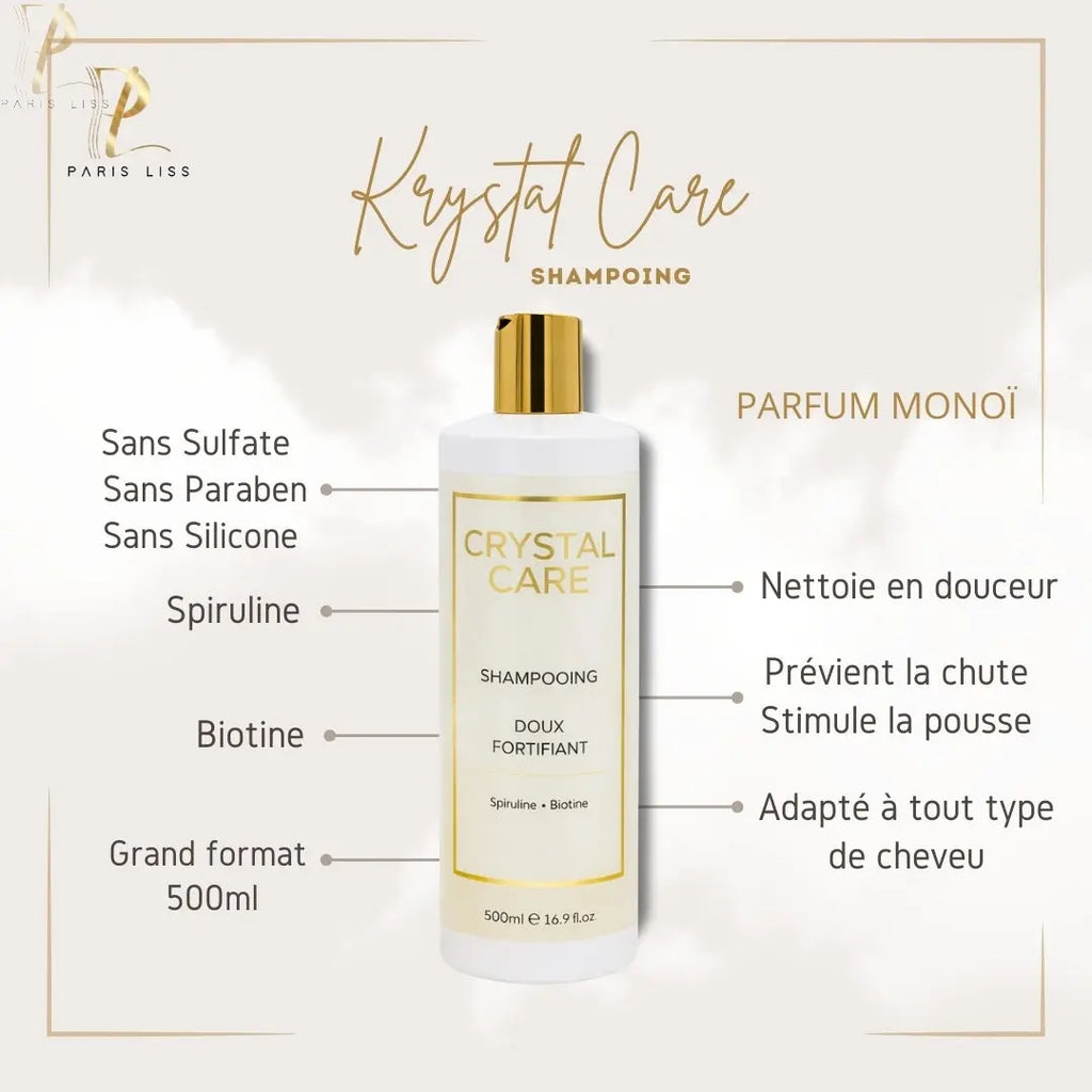 Kit entretien lissage KRYSTAL CARE - Shampoing Sans sulfates + Masque + Sérum