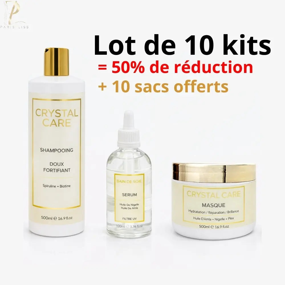 ENTRETIEN LISSAGE - KRYSTAL CARE - Lot 10 Shamp, 10 Masques, 10 Sérums-