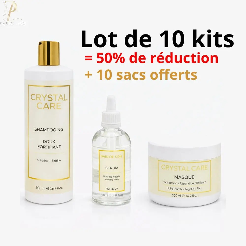 ENTRETIEN LISSAGE - KRYSTAL CARE - Lot 10 Shamp, 10 Masques, 10 Sérums- - Paris Liss