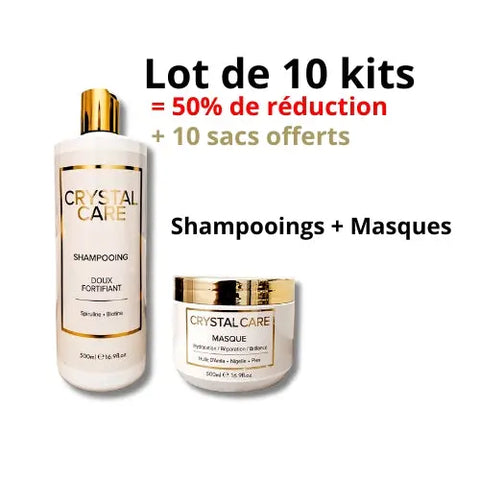 ENTRETIEN LISSAGE - KRYSTAL CARE - Lot 10 Shamp, 10 Masques