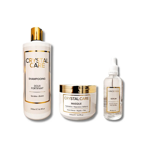 Kit entretien lissage KRYSTAL CARE - Shampoing Sans sulfates + Masque + Sérum