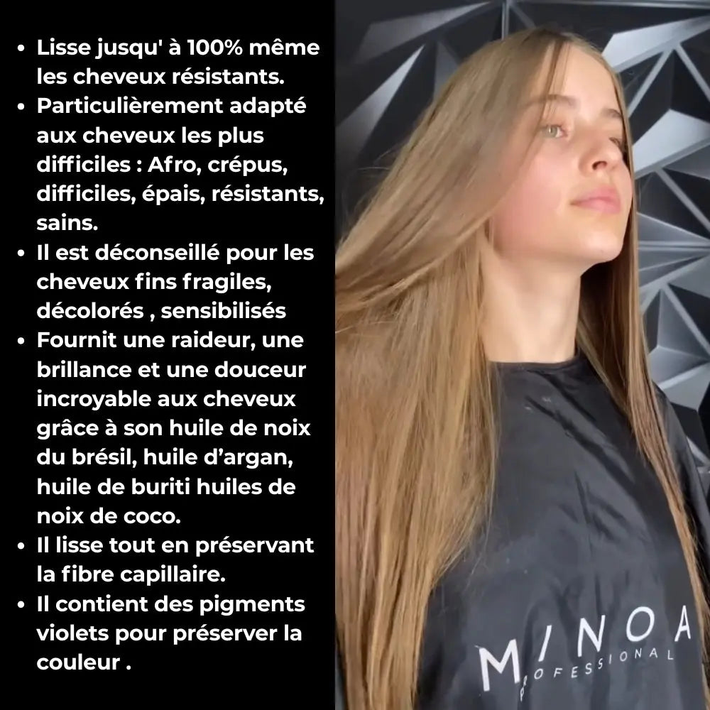 Résultat Minoa Gloss Crystal Effect sur cheveux lisses résistants